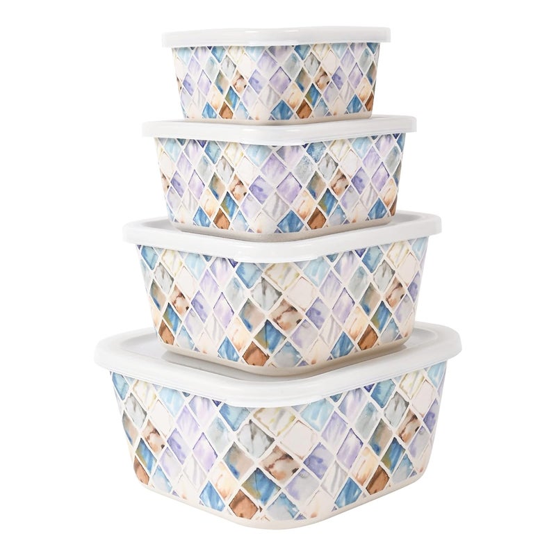 Earthism EcoFriendly Bamboo Fibre Storage Containers Set of 4 Contours Purple - Image 1