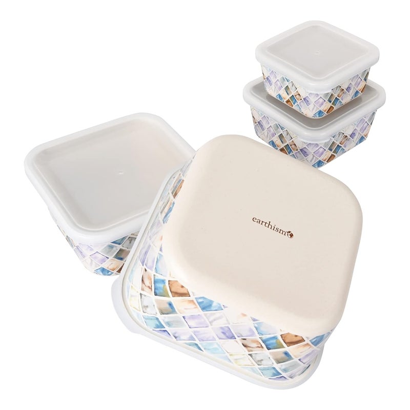 Earthism EcoFriendly Bamboo Fibre Storage Containers Set of 4 Contours Purple - Image 4
