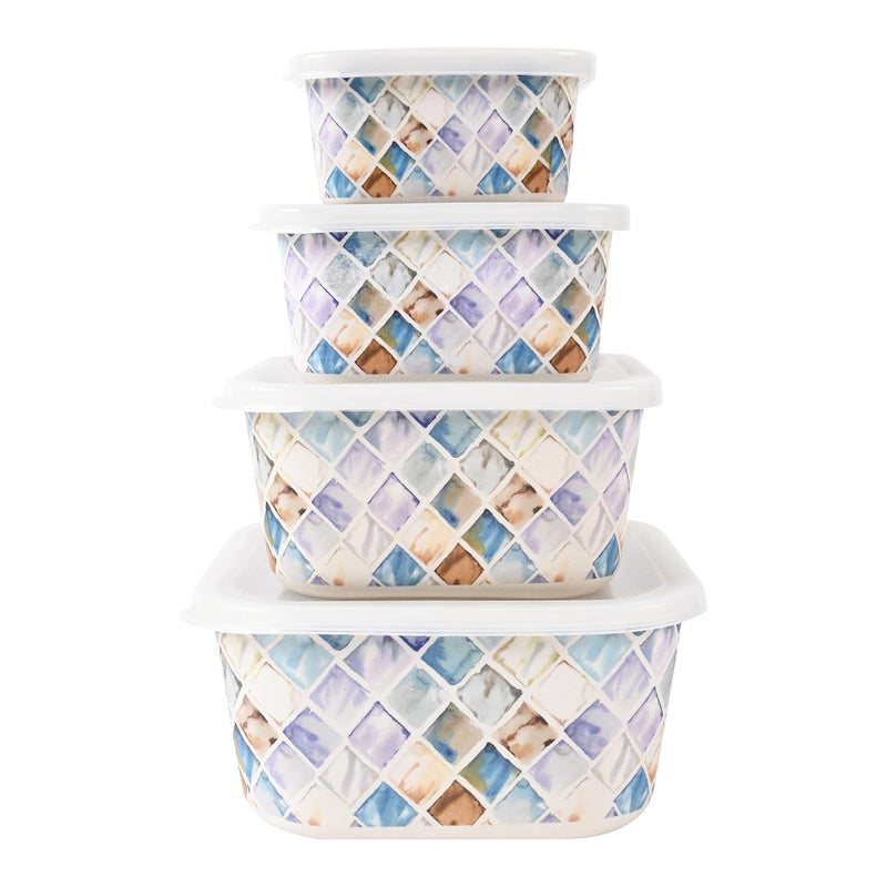Earthism EcoFriendly Bamboo Fibre Storage Containers Set of 4 Contours Purple - Image 2