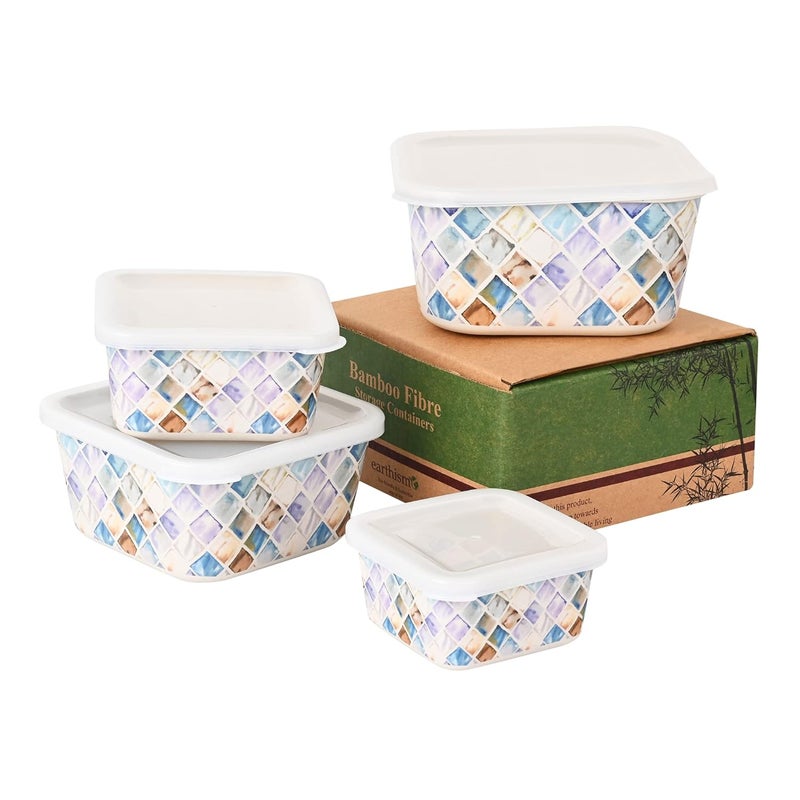 Earthism EcoFriendly Bamboo Fibre Storage Containers Set of 4 Contours Purple - Image 3