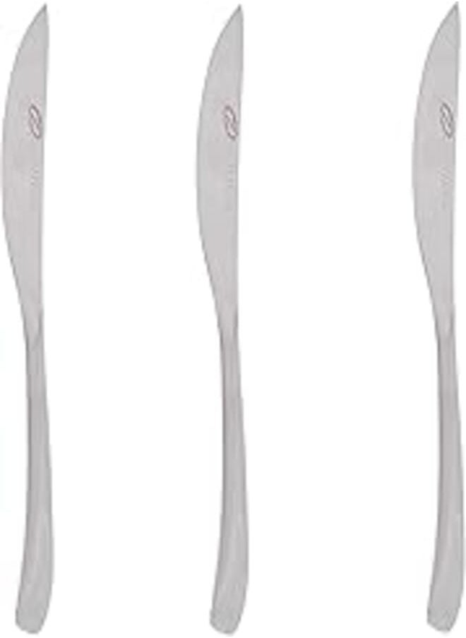 Zinnia Zinnia Stainless Steel Curvy/Mirror Table Knife 3-Piece Set, Multicolor 