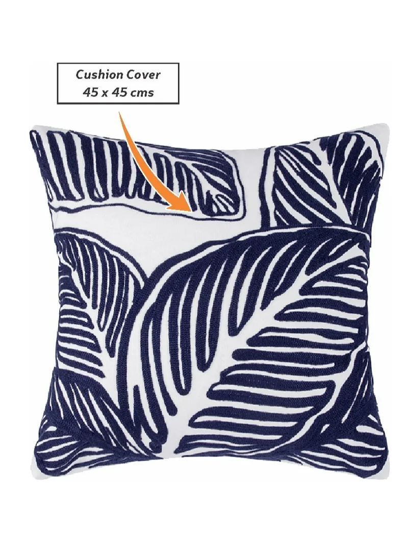 Donetella Decorative Embroidered Cushion Cover blue/White 45x45Cm (Without Filler)
