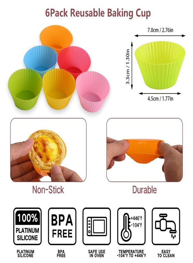 Abnaok 2PCS Silicone Air Fryer Egg Pan with 6PCS Reusable Silicone Baking Cups, Non-Stick Air Fryer Baking Pan, 3 Cavity Muffin Pans Muffin Cups for Baking - Image 3