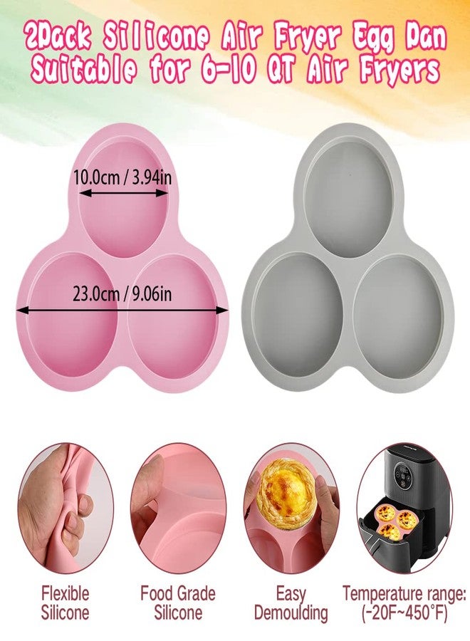 Abnaok 2PCS Silicone Air Fryer Egg Pan with 6PCS Reusable Silicone Baking Cups, Non-Stick Air Fryer Baking Pan, 3 Cavity Muffin Pans Muffin Cups for Baking - Image 2