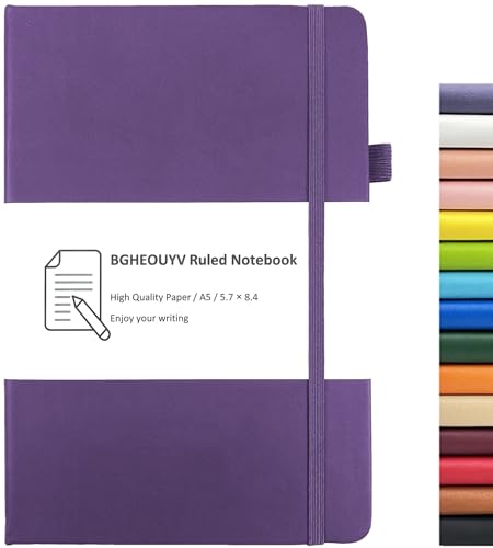 BGHEOUYV Notebook Journal, College Ruled Notebook Lined A5 160 Pages,Hard Cover Journals for Writing, Notebooks for Work Office School Women Men,5.7 inches x 8.4 inches(Purple) - Image 1