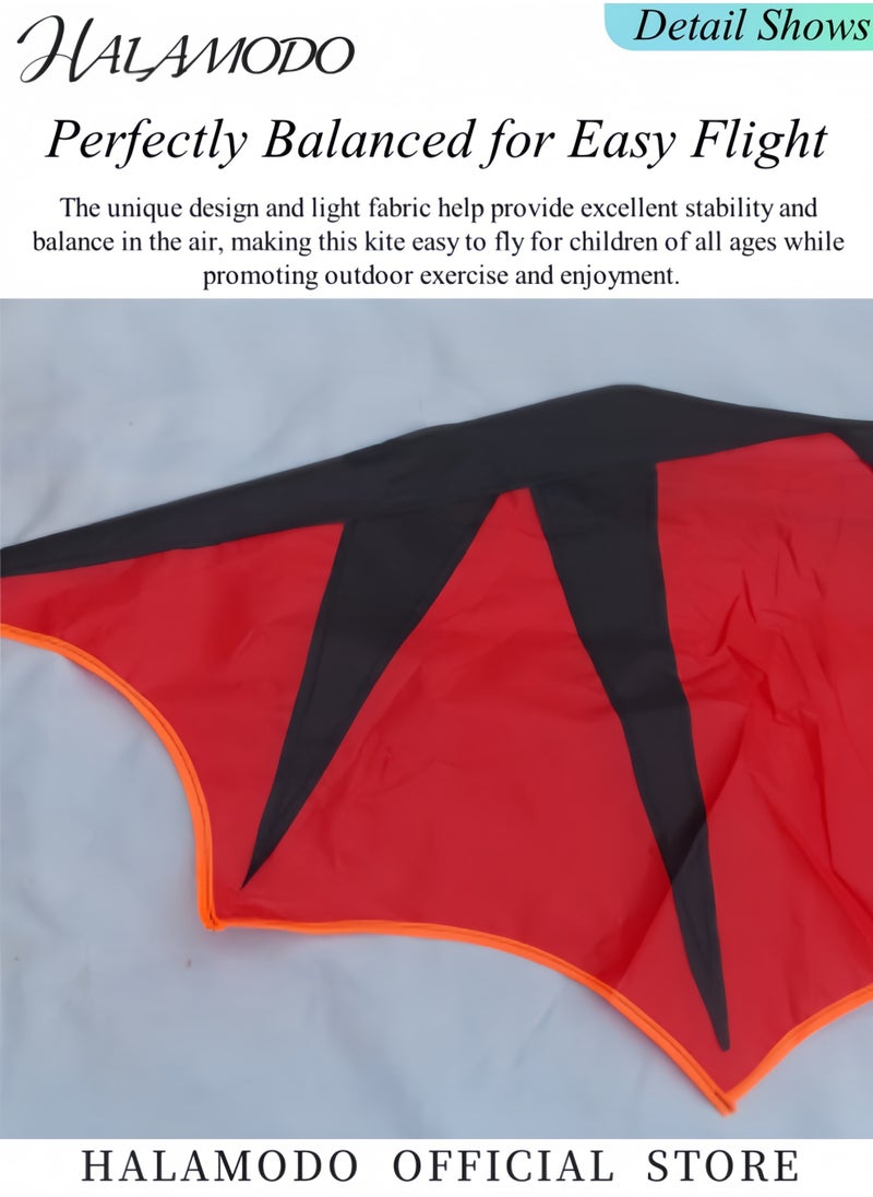 HALAMODO Kite for Kids Bat Kite with Red Tail Easy to Fly & Assemble Beach Kites Perfect for Beach Trip Park Family Activities Outdoor Games  - Image 5