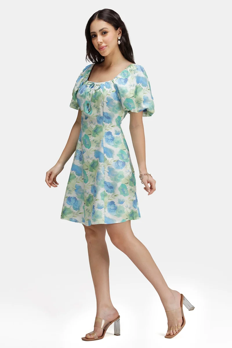 Virgio  Floral Viscose Printed Mini Dress for Women for Women | Best Price UAE