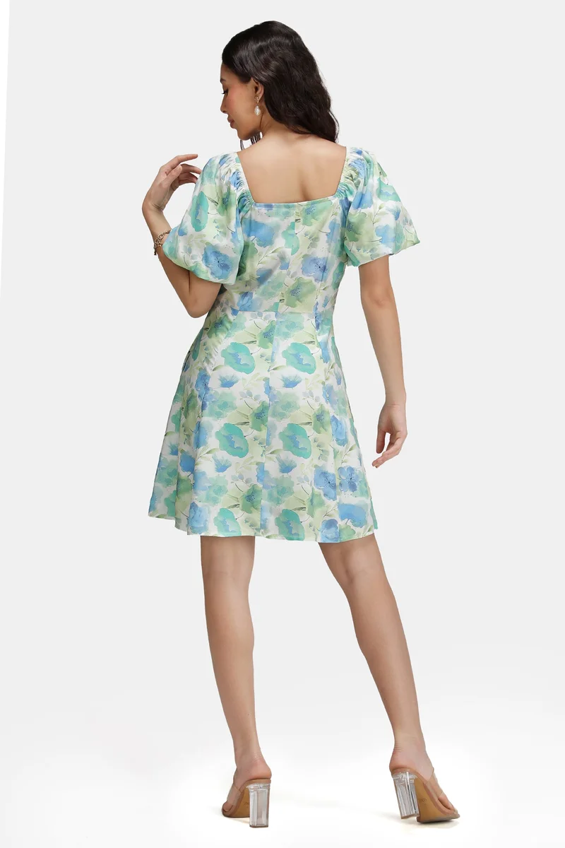 Virgio  Floral Viscose Printed Mini Dress for Women for Women | Best Price UAE
