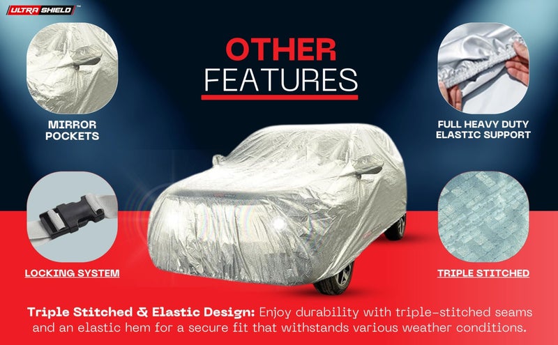 ULTRA SHIELD Magic Silver Series 100% Waterproof Car Body Cover for Range Rover Vogue with Mirror Pockets | Triple Stitched, Elastic, Custom Fit, Heat Resistant, Anti-Dust, All-Weather Cover - Image 4
