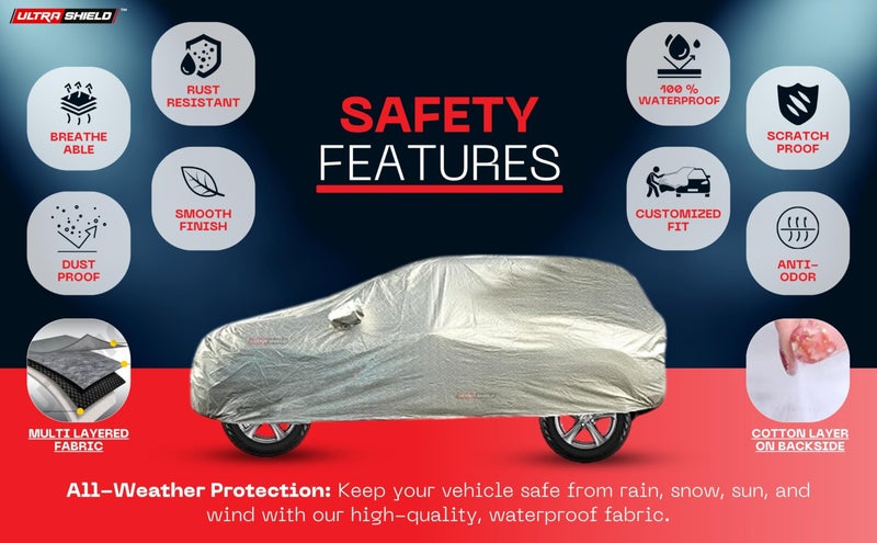ULTRA SHIELD Magic Silver Series 100% Waterproof Car Body Cover for Range Rover Vogue with Mirror Pockets | Triple Stitched, Elastic, Custom Fit, Heat Resistant, Anti-Dust, All-Weather Cover - Image 3