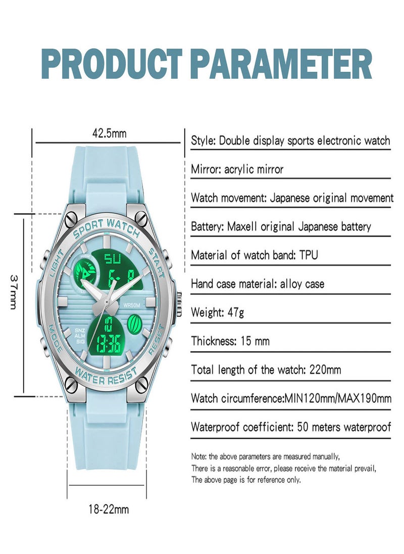SYOSI - Digital Watch for Women,  Ladies Outdoor Waterproof Sports Watch, Dual Time Date LED Luminous Back Light Week Alarm Stopwatch Wrist Watches, Fashion Movement Analog-Digital Display Watches - Image 1