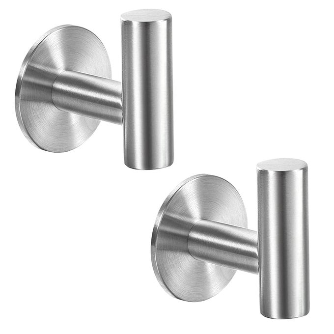 ADHESIVE BRUSHED NICKEL SUS304 STAINLESS STEEL TOWEL HOOKS HEAVY DUTY WATERPROOF SELFADHESIVE COAT ROBE HOOK FOR BATHROOM KITCHEN HOTEL 2PACK