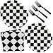 HSPAIDYP 60Pcs Black and White Checkered Race Car Party SuppliesRacing Themed Tableware Set 7Racing Dessert Paper Plates and NapkinsFork for Kids Car Sports Race car Themed Birthday Party Decor Car Set - Image 3