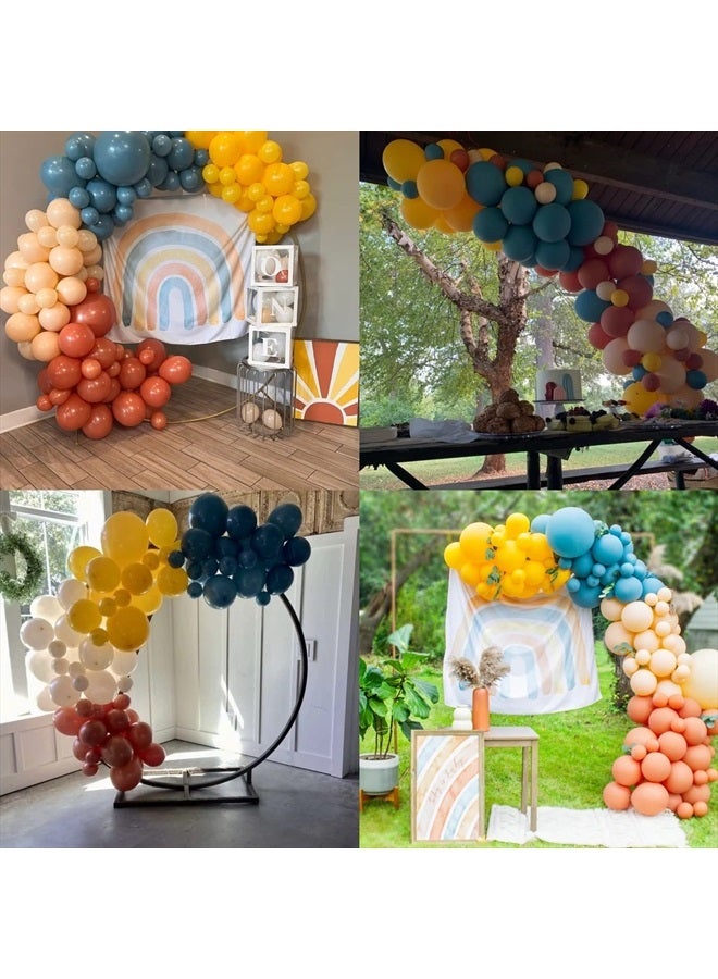 Isndare Orange Blue Balloons Garland Arch for Here Comes the Son Frist Trip Around the Sun Party Decorations Rainbow Colorful Peacock Blue Yellow Nude Latex Balloon for Daisy Boho Fall Birthday Baby Shower - Image 3