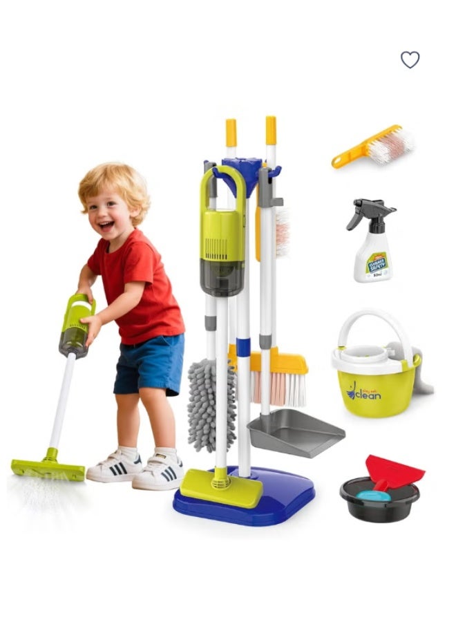 مجموعة لعبة تنظيف الأطفال ، تظاهر لعب تنظيف المنزل Playset Incl: الفراغ الكهربائي للعبة ، مجموعة المكسرة والغبار ، مسح ، غبار وأكثر من ذلك ، أدوات تنظيف الألعاب للأولاد والبنات. - Image 1