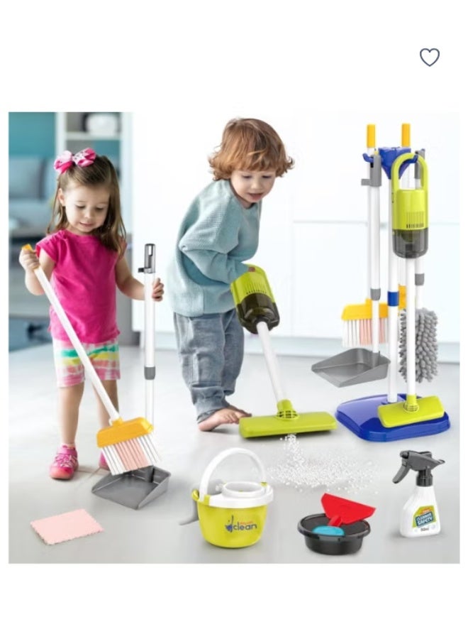 مجموعة لعبة تنظيف الأطفال ، تظاهر لعب تنظيف المنزل Playset Incl: الفراغ الكهربائي للعبة ، مجموعة المكسرة والغبار ، مسح ، غبار وأكثر من ذلك ، أدوات تنظيف الألعاب للأولاد والبنات. - Image 2