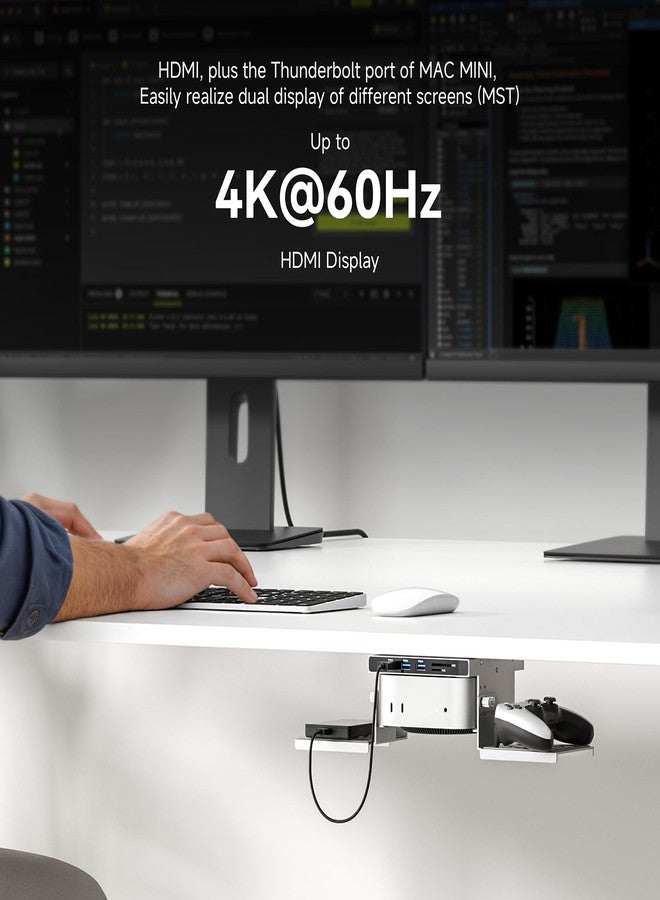 minisopuru قاعدة تثبيت Minisopuru المصنوعة بالكامل من الألومنيوم لجهاز Mac mini M4، تُوضع أسفل المكتب أو على الحائط، حامل VESA لجهاز Mac mini M4 مع منفذ HDMI يدعم دقة 4K بمعدل 60 هرتز، علبة SSD من نوع M.2 NVMe بسعة 8 تيرابايت، سرعة نقل بيانات 10 جيجابت في الثانية، ملحقات لجهاز Mac mini M4/M4 Pro 2024 - Image 3