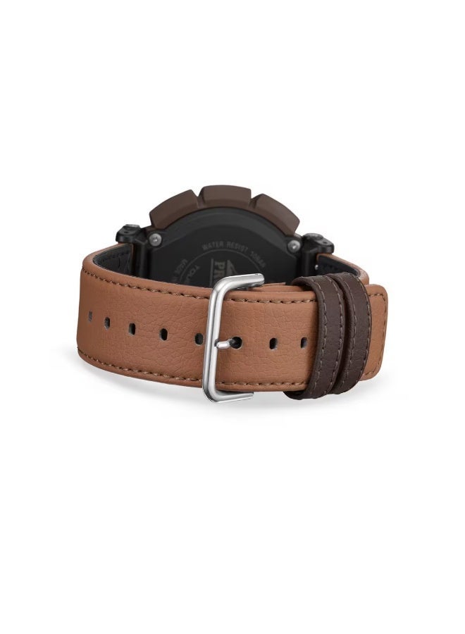 CASIO Pro Trek Solar Analog-Digital Men’s Watch PRG-340L-5D, 54.7 mm Coyote Brown Bio-Resin Case & Faux Leather Strap, Triple Sensor, World Time, 100 m WR - Image 4