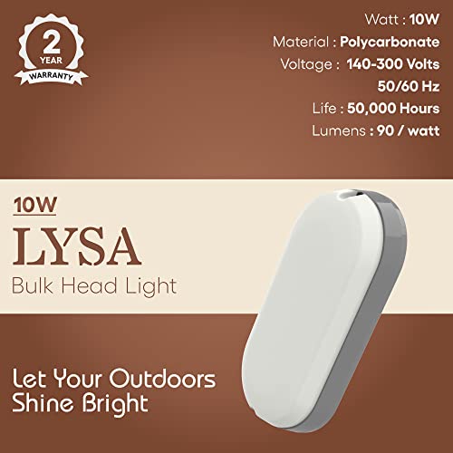 FYBROS LYSA 10W LED Outdoor Wall Light Bulkhead – Waterproof Cool White Garden & Home Wall Lamp, Round Focus Light for Balcony, Patio, Gate & Outdoor Lighting (170x70x48 mm) - Image 2