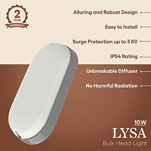 FYBROS LYSA 10W LED Outdoor Wall Light Bulkhead – Waterproof Cool White Garden & Home Wall Lamp, Round Focus Light for Balcony, Patio, Gate & Outdoor Lighting (170x70x48 mm) - Image 3