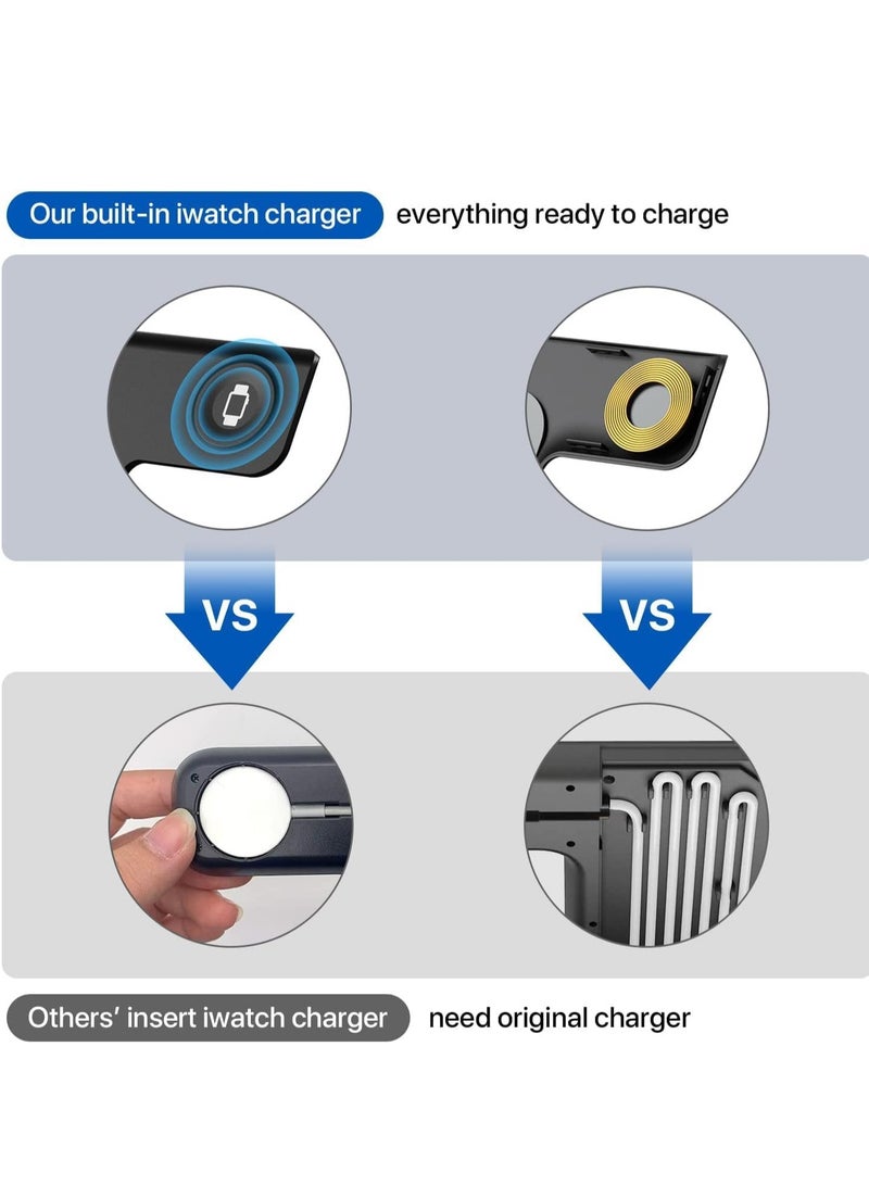 GUDOO Wireless Charger 3 in 1 Wireless Charging Station Fast Wireless Charger Stand for Phone Charger 15 14 13 12 11 Pro Max XR XS 8 Plus Watch 8 7 6 5 4 3 2 SE for iPhone AirPods Pro 3 2 Black - Image 3