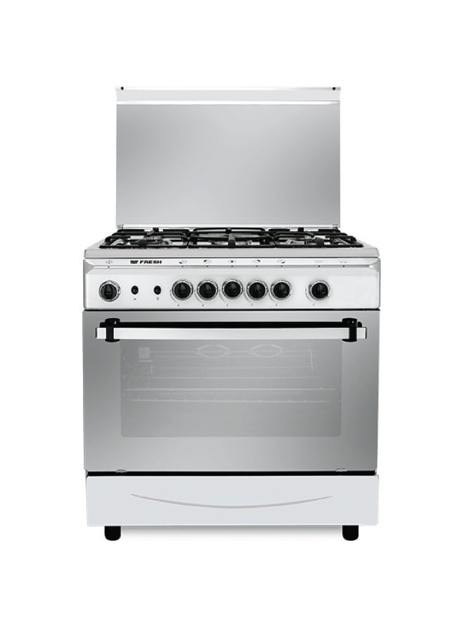Fresh Italiano Gas Cooker, 5 Burners, 80x85x55 cm, 6607 - Silver