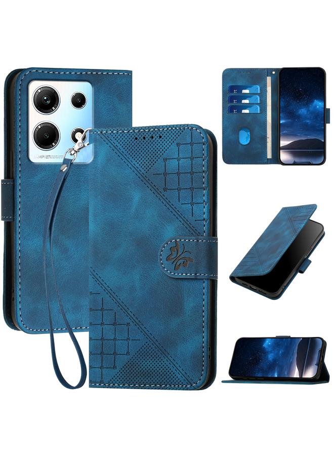 Zaboon Case For Infinix Note 30 4G Grid Butterfly Embossed Pattern Leather Phone Case with Lanyard - Image 1