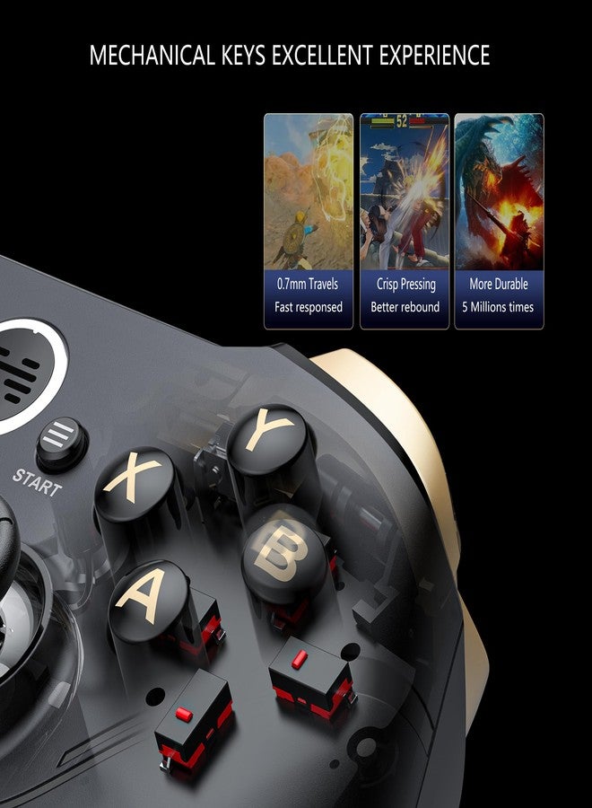 Beitong وحدة تحكم ألعاب الكمبيوتر BEITONG Asura 2 Pro+ - عصا تحكم ومشغل بتأثير هول، وأزرار ميكانيكية لأجهزة الكمبيوتر/NS/الهاتف المحمول/Steam مع مقبض خلفي/Turbo/تحكم حركة سداسي المحاور (ماكرو-أسود) - Image 5