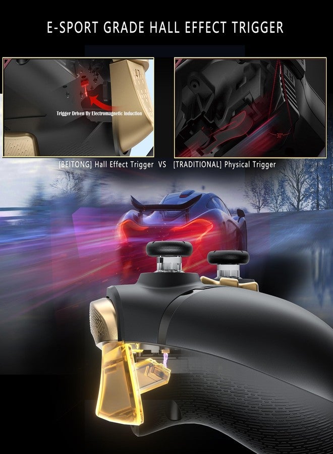 Beitong وحدة تحكم ألعاب الكمبيوتر BEITONG Asura 2 Pro+ - عصا تحكم ومشغل بتأثير هول، وأزرار ميكانيكية لأجهزة الكمبيوتر/NS/الهاتف المحمول/Steam مع مقبض خلفي/Turbo/تحكم حركة سداسي المحاور (ماكرو-أسود) - Image 4