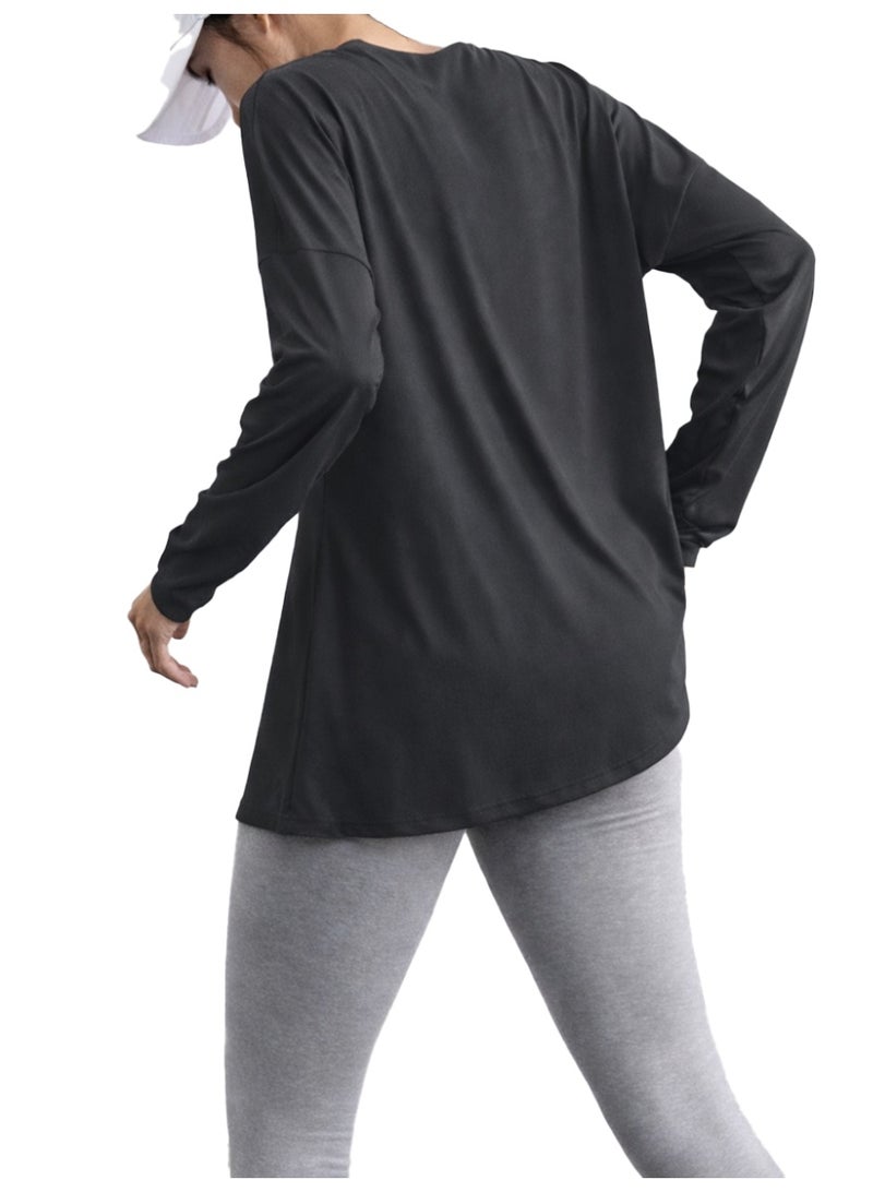 Nileton Sports Top - long sleeves side slit T-shirts - Long  Tee For Workout and Sportswear - Crew Neck Casual outdoor T-shirt for women - Image 3