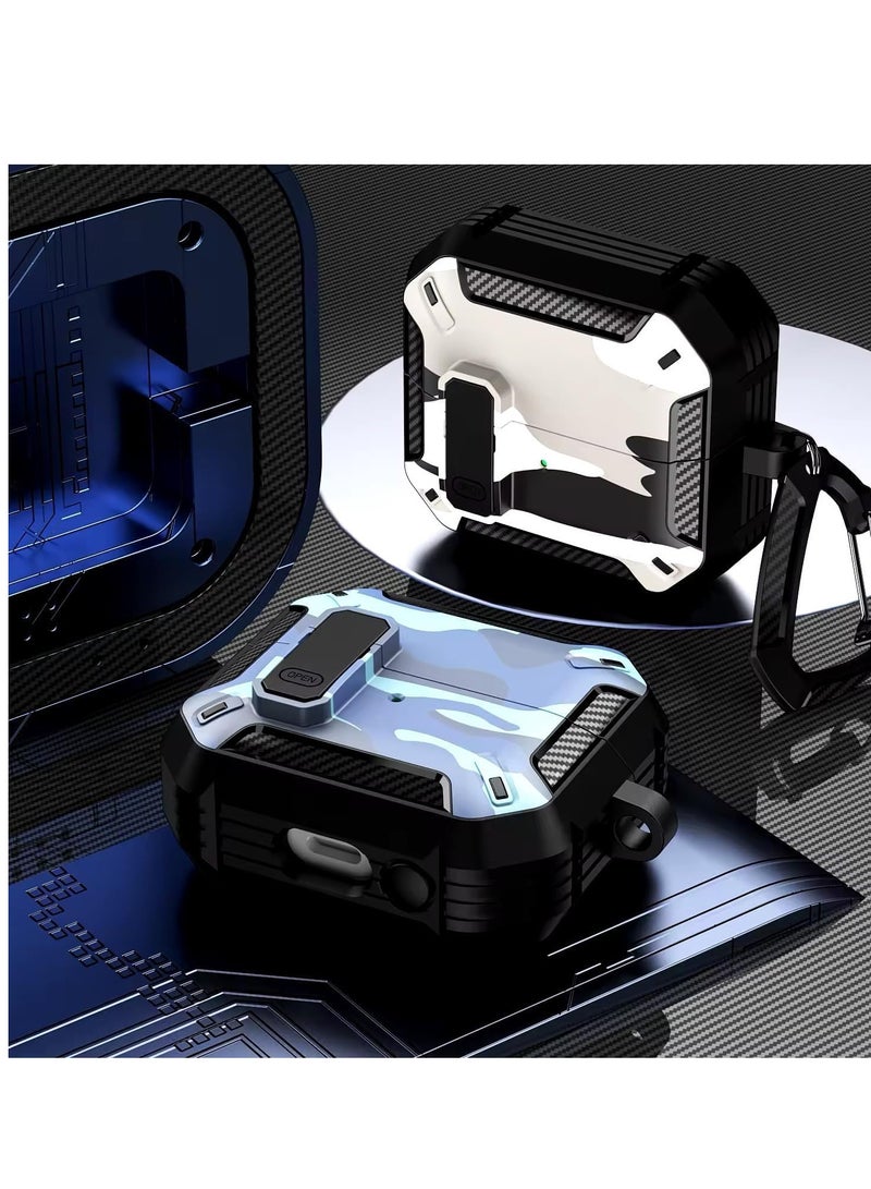 case Compatible with Samsung Galaxy Buds 3 Pro/Buds 3 Case Full-Body Shockproof (Secure Lock) Galaxy Buds 3 & Galaxy Buds 3 Pro (2024) with Carabiner (Camo Ash) - Image 2