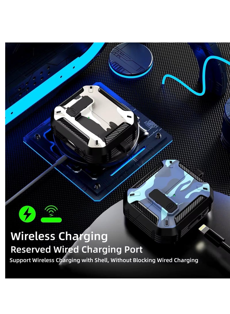 case Compatible with Samsung Galaxy Buds 3 Pro/Buds 3 Case Full-Body Shockproof (Secure Lock) Galaxy Buds 3 & Galaxy Buds 3 Pro (2024) with Carabiner (Camo Ash) - Image 3