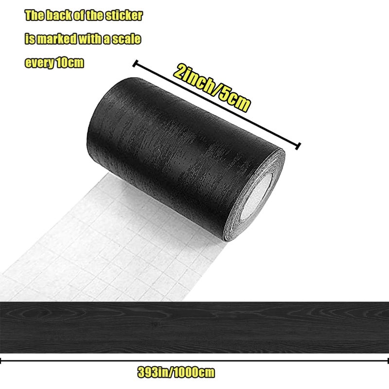 Teemall 10M Black Wood Grain Removable PVC Waterproof Border Wall Decor Removable Self Adhesive Kitchen Bathroom Tiles Sticker Wallpaper 4.2x390 (Black, 2" x 390") - Image 5