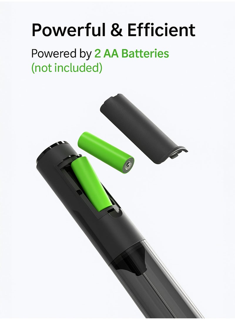 عالم المطبخ خفاق حليب محمول كهربائي - يعمل ببطاريتين AA مع رأس ستانلس ستيل 304 للقهوة واللاتيه والكابتشينو والماتشا والمشروبات الساخنة - أسود - Image 3