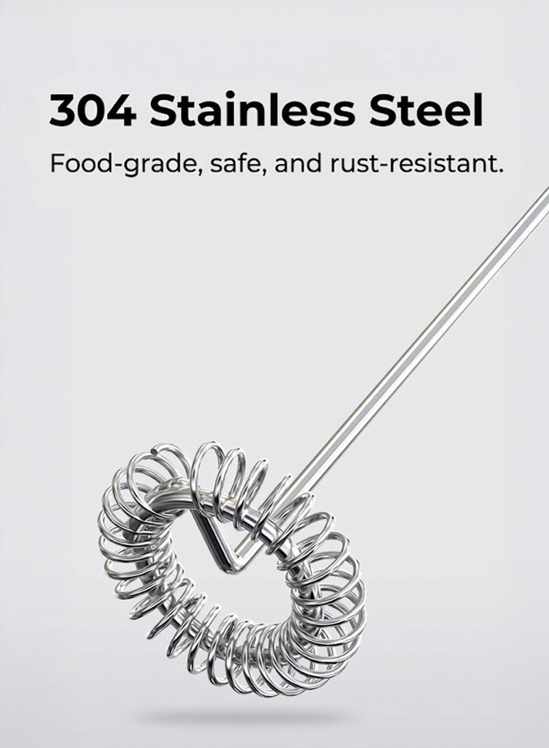 عالم المطبخ خفاق حليب محمول كهربائي - يعمل ببطاريتين AA مع رأس ستانلس ستيل 304 للقهوة واللاتيه والكابتشينو والماتشا والمشروبات الساخنة - أسود - Image 4