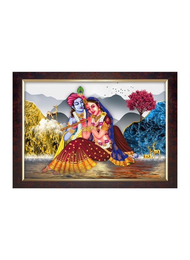 Dharvika Innovations Dharvika Innovations Radha Krishna Photo Frame Big Size Home Decoration with Sparkle Coated Lamination (14x20 Inch) - 20492 - Image 1