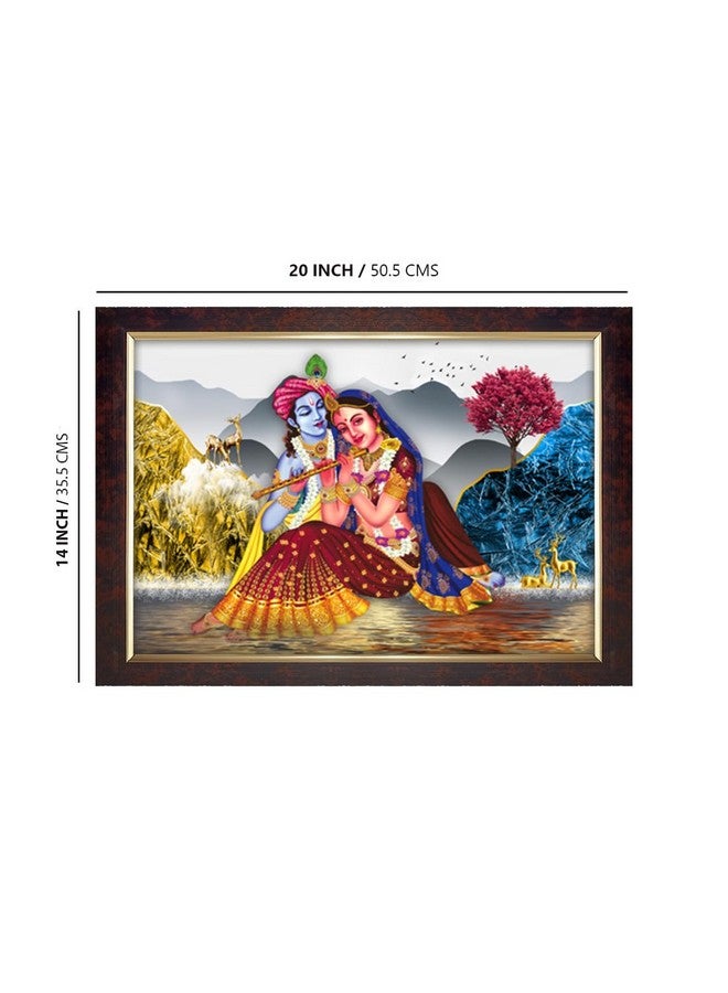 Dharvika Innovations Dharvika Innovations Radha Krishna Photo Frame Big Size Home Decoration with Sparkle Coated Lamination (14x20 Inch) - 20492 - Image 2