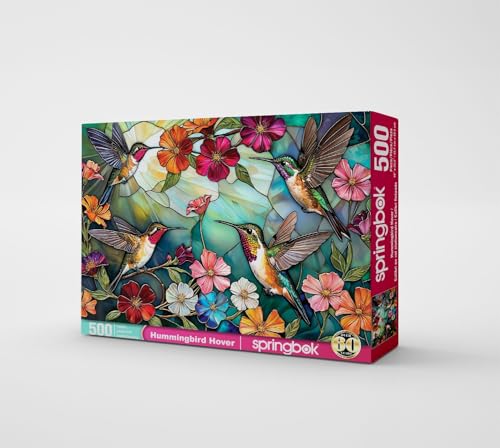 Springbok Hummingbird Hover 500 Piece Jigsaw Puzzle for Adults Hummingbirds and Flowers Unique Cut Pieces Made in USA - Image 5