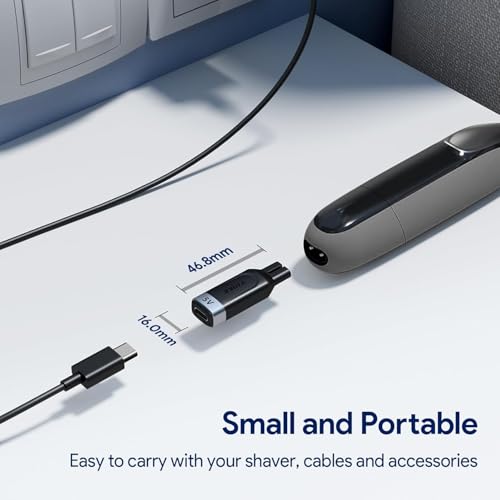 Yinke محول شاحن حلاقة Yinke 5V Type-C لجهاز Philips Norelco OneBlade QP2724 QP2834 QP4530 S5880/S5885 MG7910 MG9510 QP1924 QP1324، محول شاحن حلاقة USB-C بدون كابل شاحن (1 قطعة) - Image 5