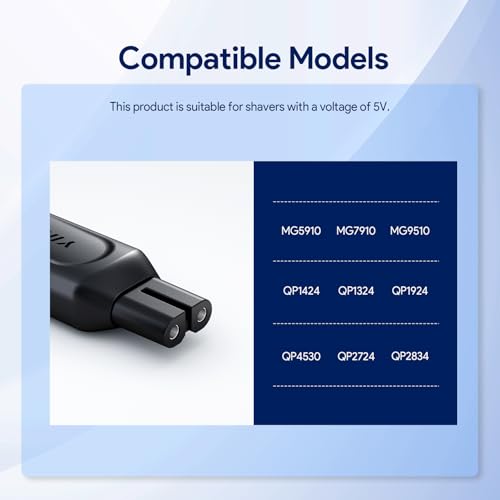 Yinke محول شاحن حلاقة Yinke 5V Type-C لجهاز Philips Norelco OneBlade QP2724 QP2834 QP4530 S5880/S5885 MG7910 MG9510 QP1924 QP1324، محول شاحن حلاقة USB-C بدون كابل شاحن (1 قطعة) - Image 3