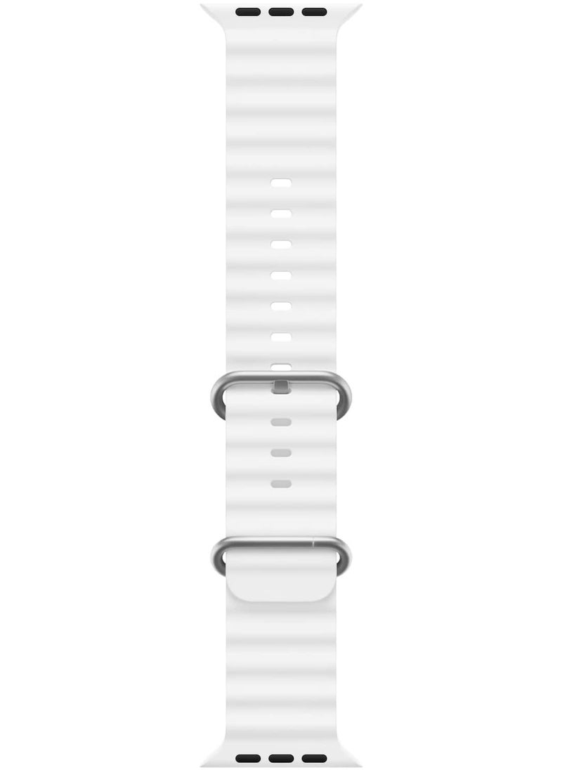 ELTRAZONE Ocean Band Compatible with Apple Watch Band Ultra 49mm 45mm 44mm 42mm, Adjustable Loop with Buckle Soft Stretchy Silicone Sports Band for iWatch Series SE 8 7 6 5 4 3 2 1 Men Women, White  - Image 4