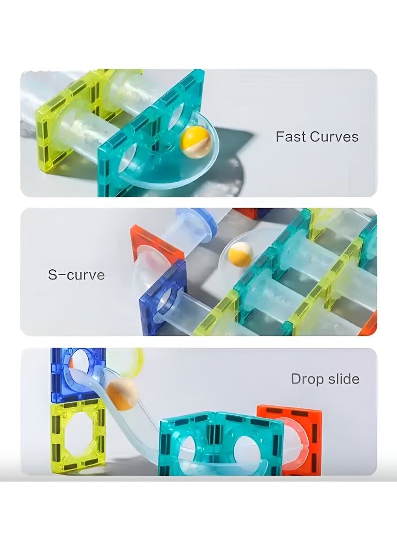 Toys R Us 73 Pcs Magnetic Pipeline Building Block Set – DIY STEM Toy for Kids –  Magnetic Marble Run Track with Free Splicing – 3D Construction Blocks for Creativity & Imagination – Montessori Learning Toy for Boys & Girls - Image 3