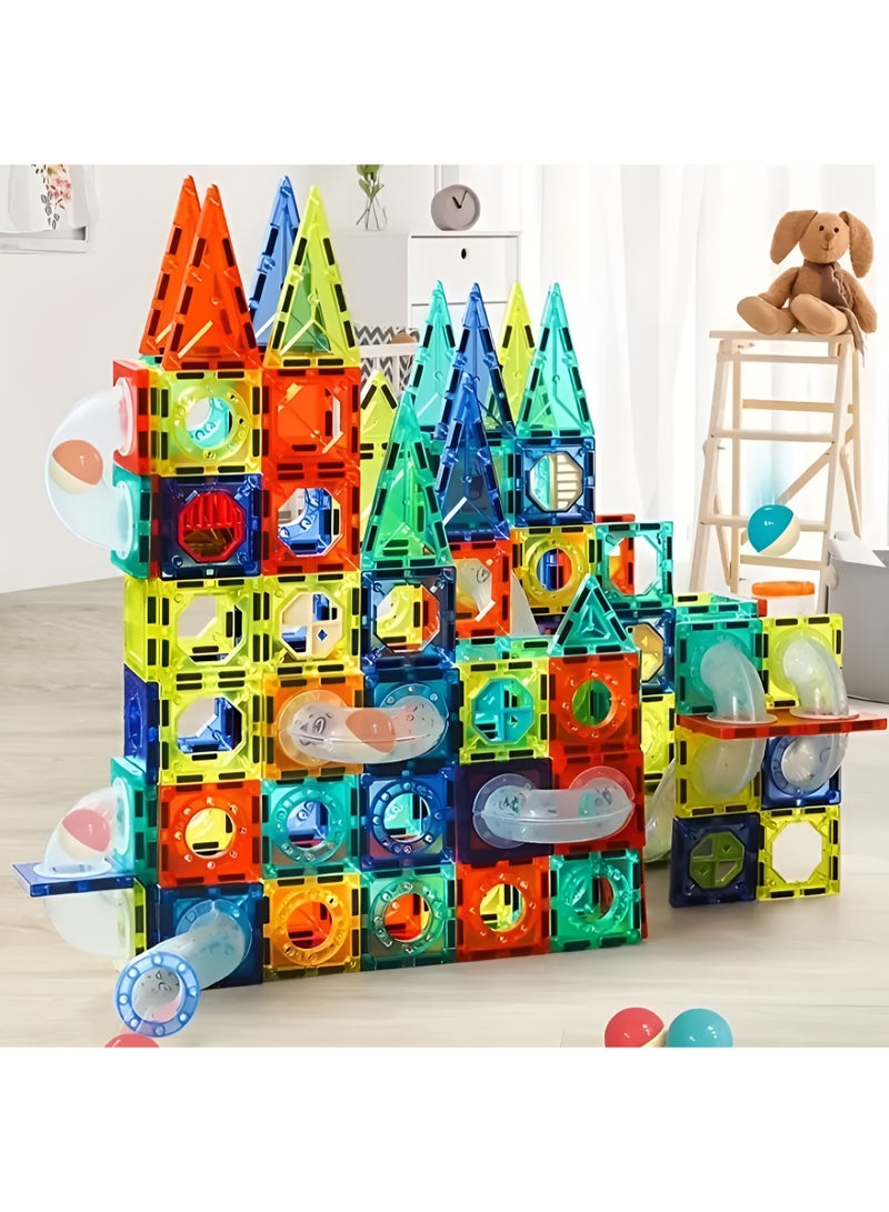 Toys R Us 73 Pcs Magnetic Pipeline Building Block Set – DIY STEM Toy for Kids –  Magnetic Marble Run Track with Free Splicing – 3D Construction Blocks for Creativity & Imagination – Montessori Learning Toy for Boys & Girls - Image 4