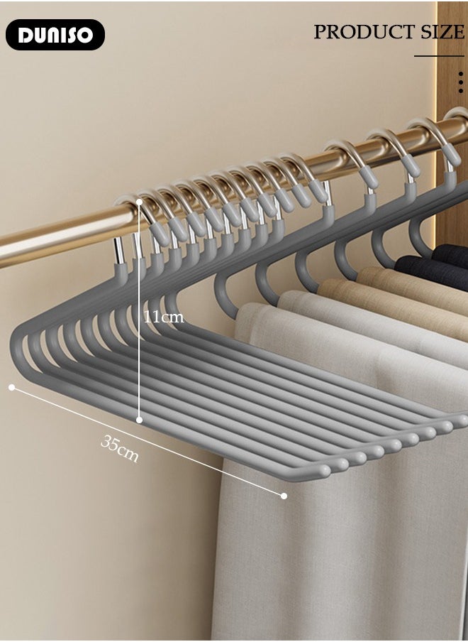 10 Packs Pants Hangers, Non-Slip Trouser Hangers, Closet Clothes Hangers, Open Ended Design Metal Pant Hangers for Pants, Slacks, Towels, Skirts