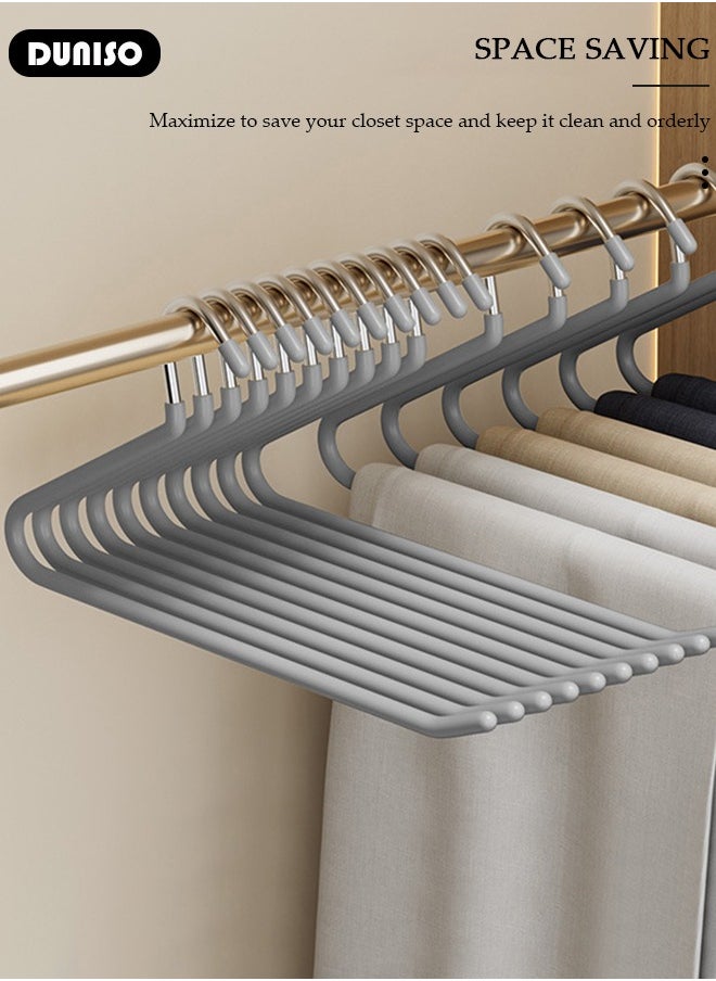 10 Packs Pants Hangers, Non-Slip Trouser Hangers, Closet Clothes Hangers, Open Ended Design Metal Pant Hangers for Pants, Slacks, Towels, Skirts