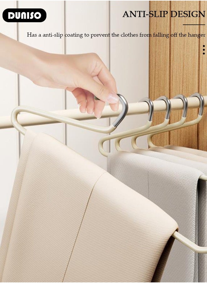 10 Packs Pants Hangers, Non-Slip Trouser Hangers, Closet Clothes Hangers, Open Ended Design Metal Pant Hangers for Pants, Slacks, Towels, Skirts