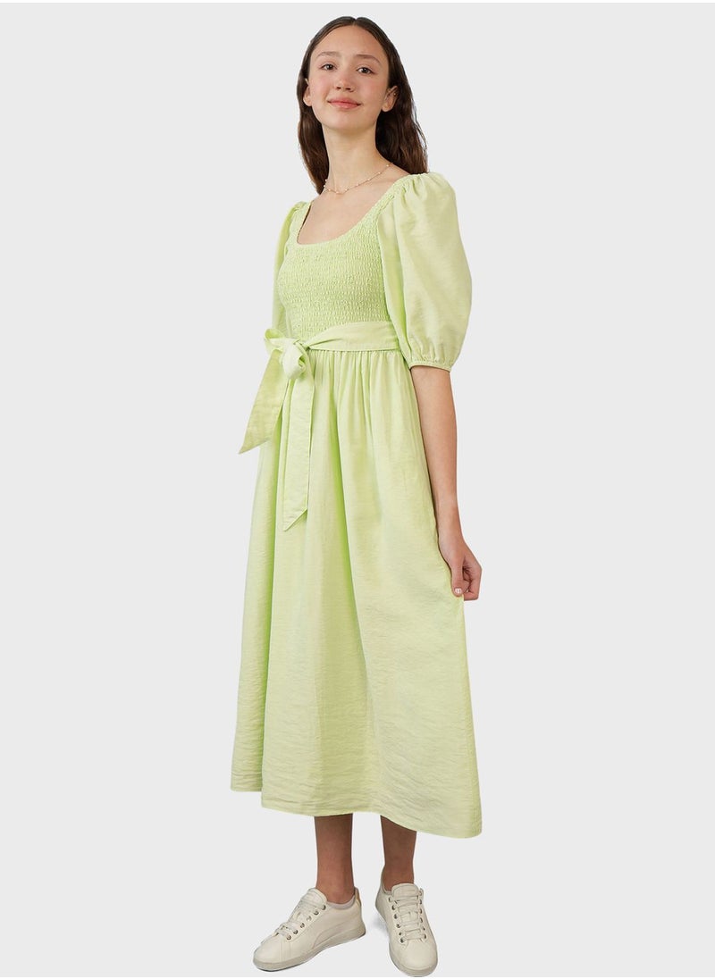 American Eagle - Puff Sleeve Belted Dress - Image 1