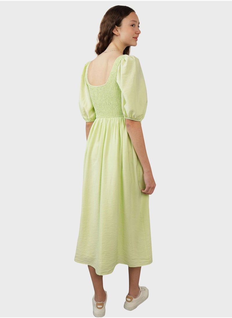 American Eagle - Puff Sleeve Belted Dress - Image 1
