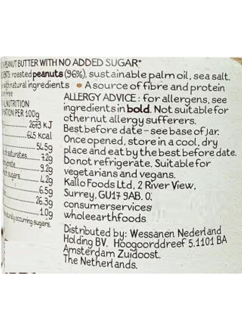 Whole earth Smooth Peanut Butter No Added Sugar 340G - Image 2