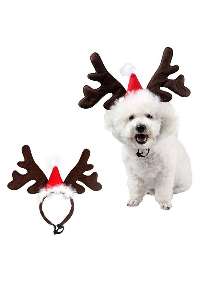Stock Show Stock Show Pet Xmas Costume Dog Reindeer Antlers Headband Pet Deer Horn Hat Costume Dog Puppy Cat Xmas Santa Red Hat Pet Christmas Festival Party Costume Apparel Accessory Photo Props  - Image 1